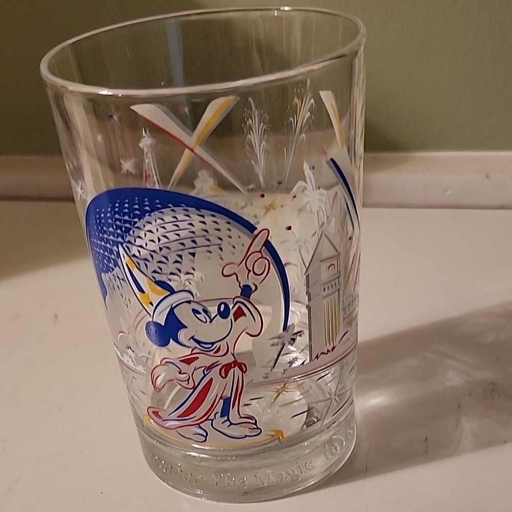 Disney Art Glass Tumbler Blue and Red